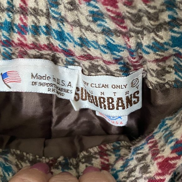 Vintage Country Suburbans Pant Suit Elbow Patch Blazer Pants Tweed Check 10 12 - Picture 8 of 11